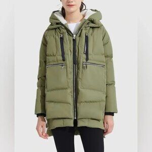 Orlay Thickened Down Puffer Hooded Jacket “The Coat” Green Oversized Large